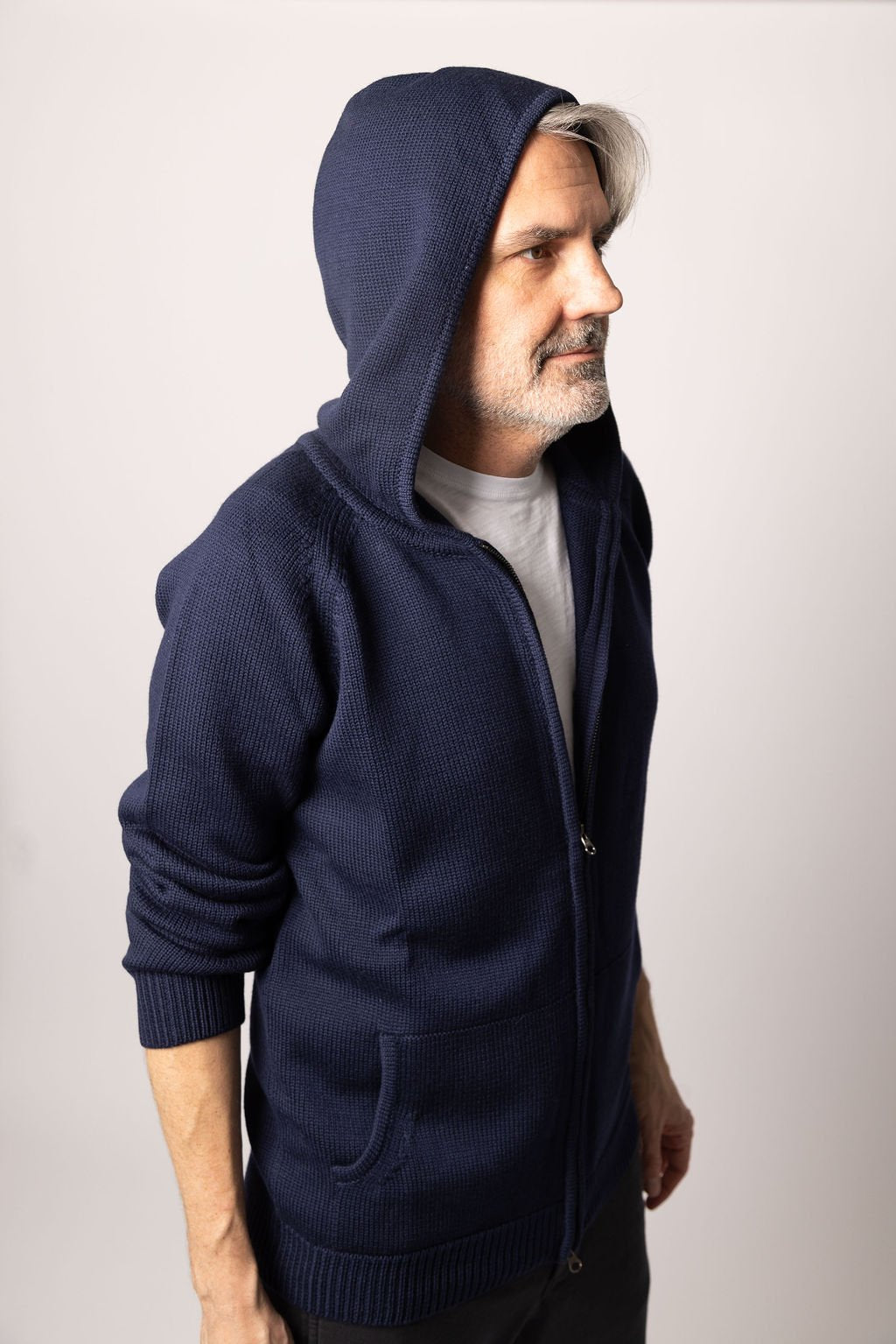 BROCK ZIP UP SWEATER HOODIE | Navy – Leonard Frisbie