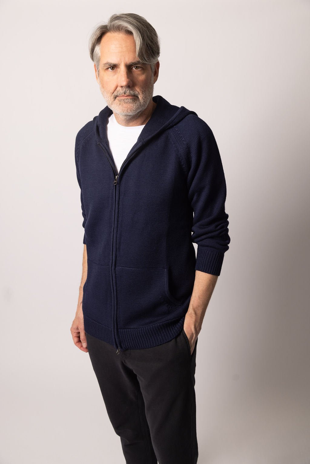 BROCK ZIP UP SWEATER HOODIE | Navy – Leonard Frisbie