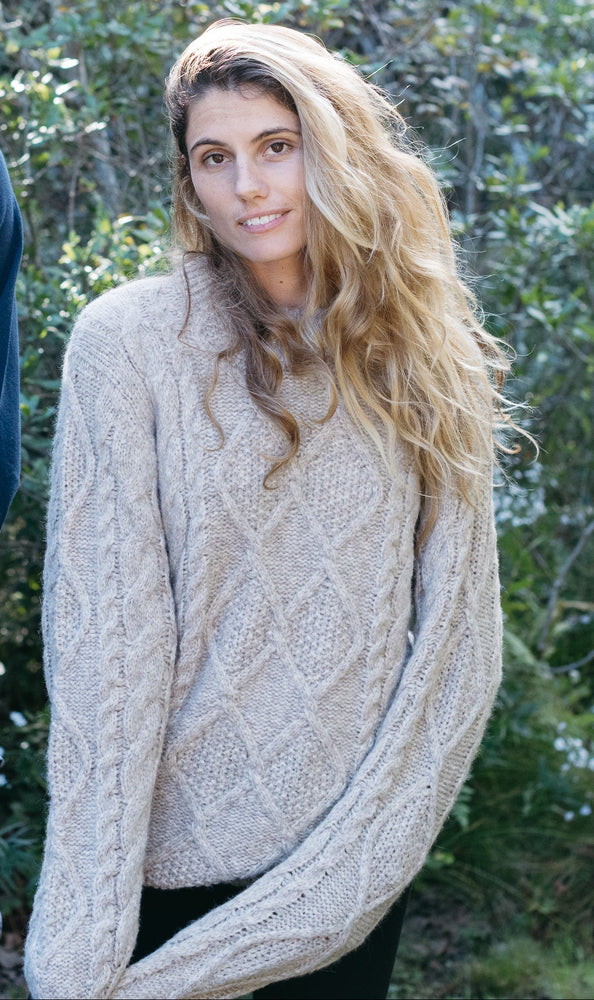 Colin Cable Knit Sweater | Oatmeal Alpaca – Leonard Frisbie