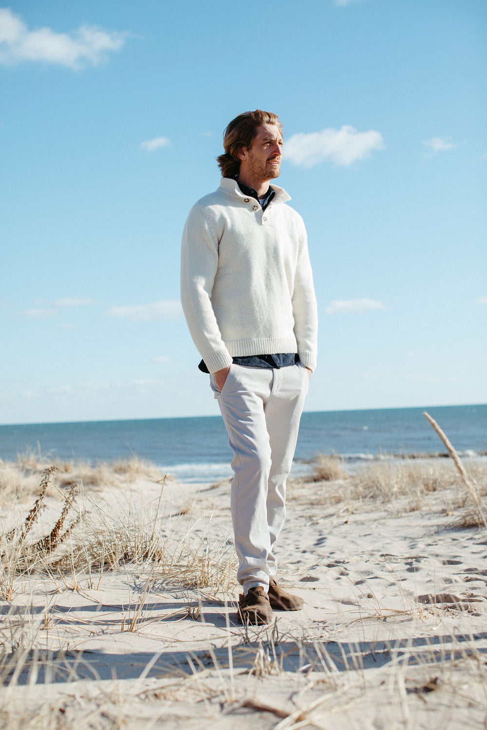 JAMES QUARTER BUTTON | Ivory Alpaca