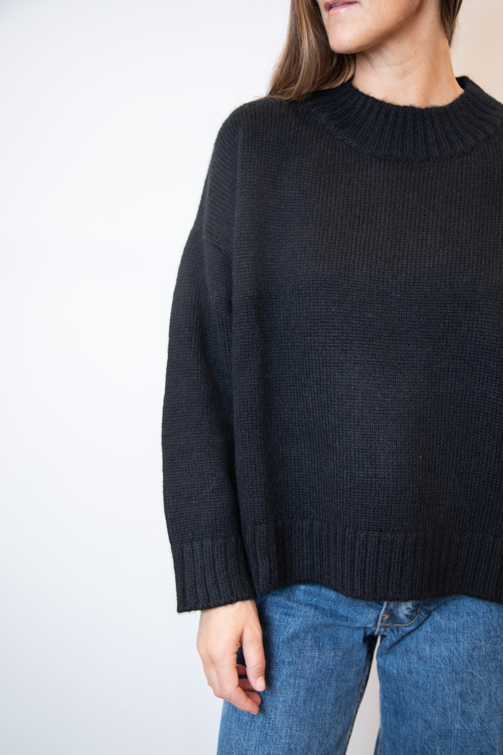 Luiza Jersey Knit Sweater | Black