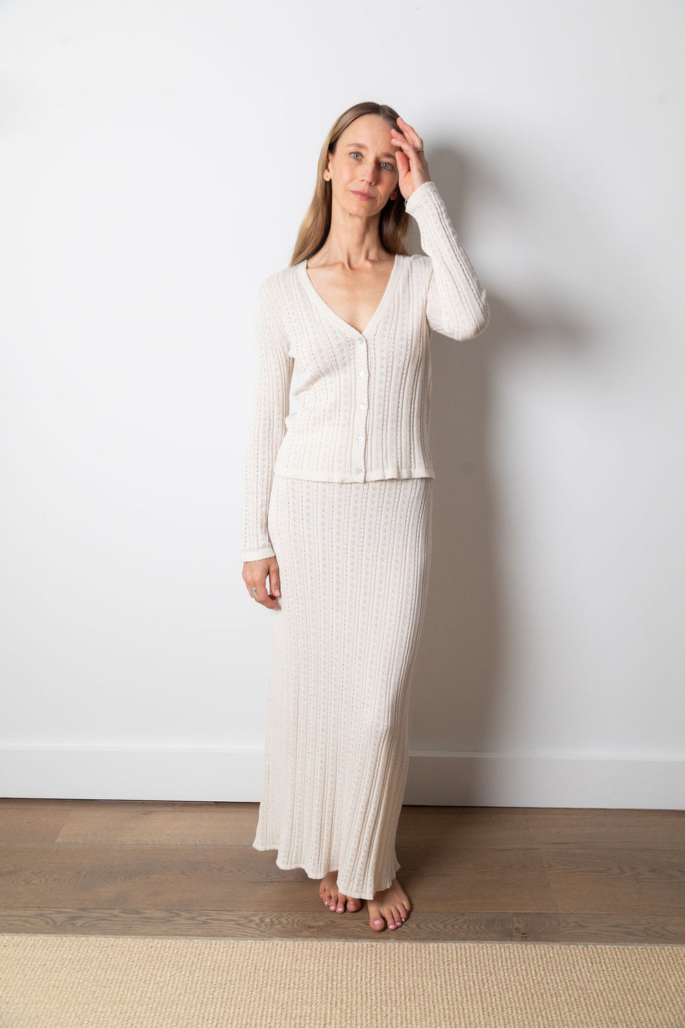 Sabra Pointelle Skirt | Ecru