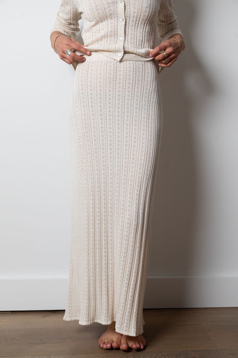 Sabra Pointelle Skirt | Ecru