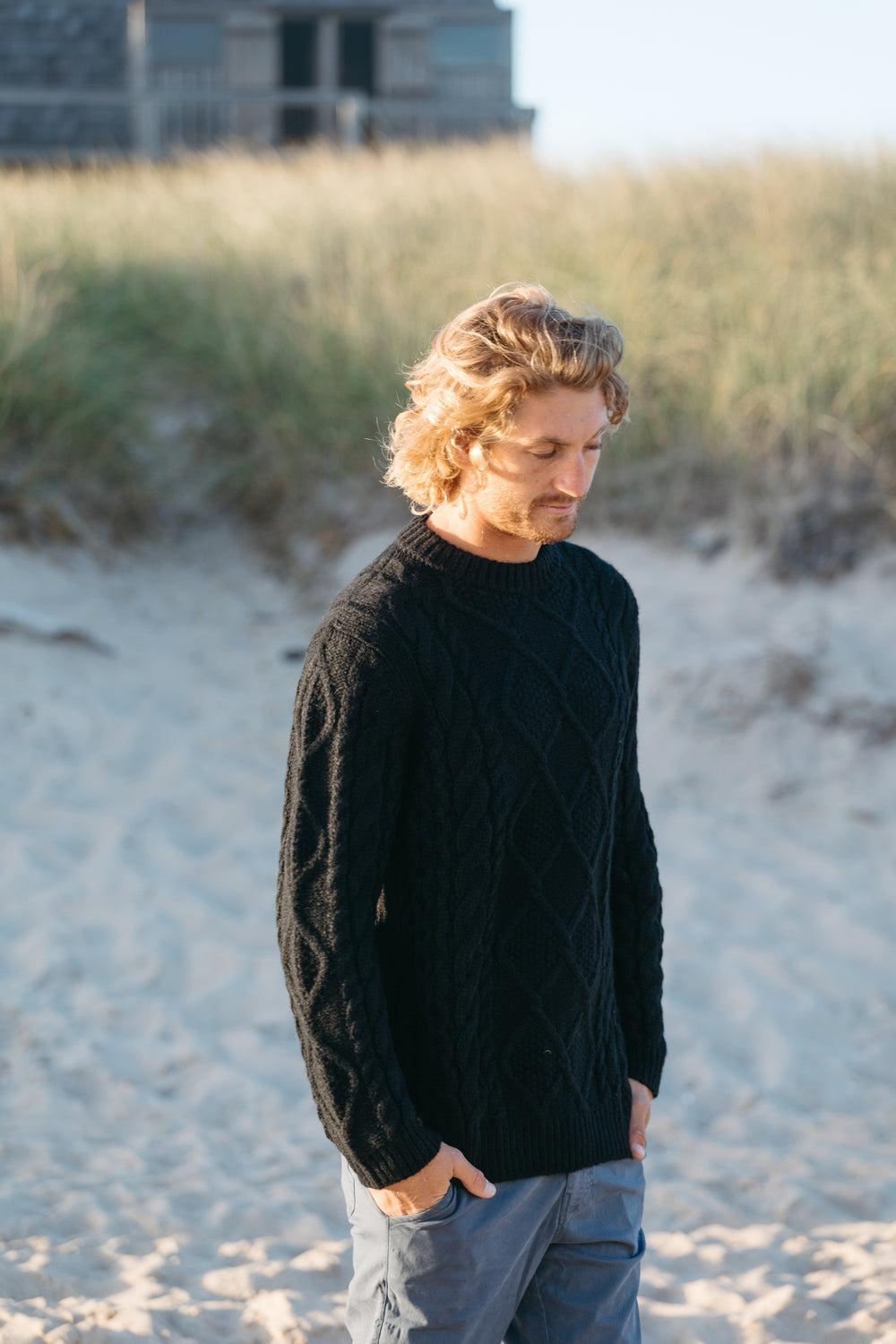 Colin Cable Knit Sweater | Black Alpaca