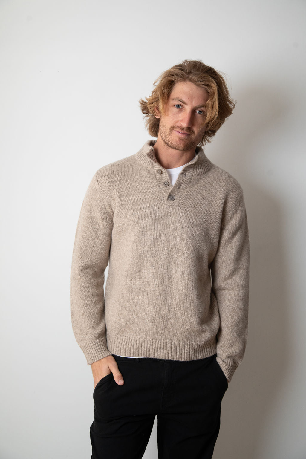 
                  
                    JAMES QUARTER BUTTON | Oatmeal Alpaca
                  
                