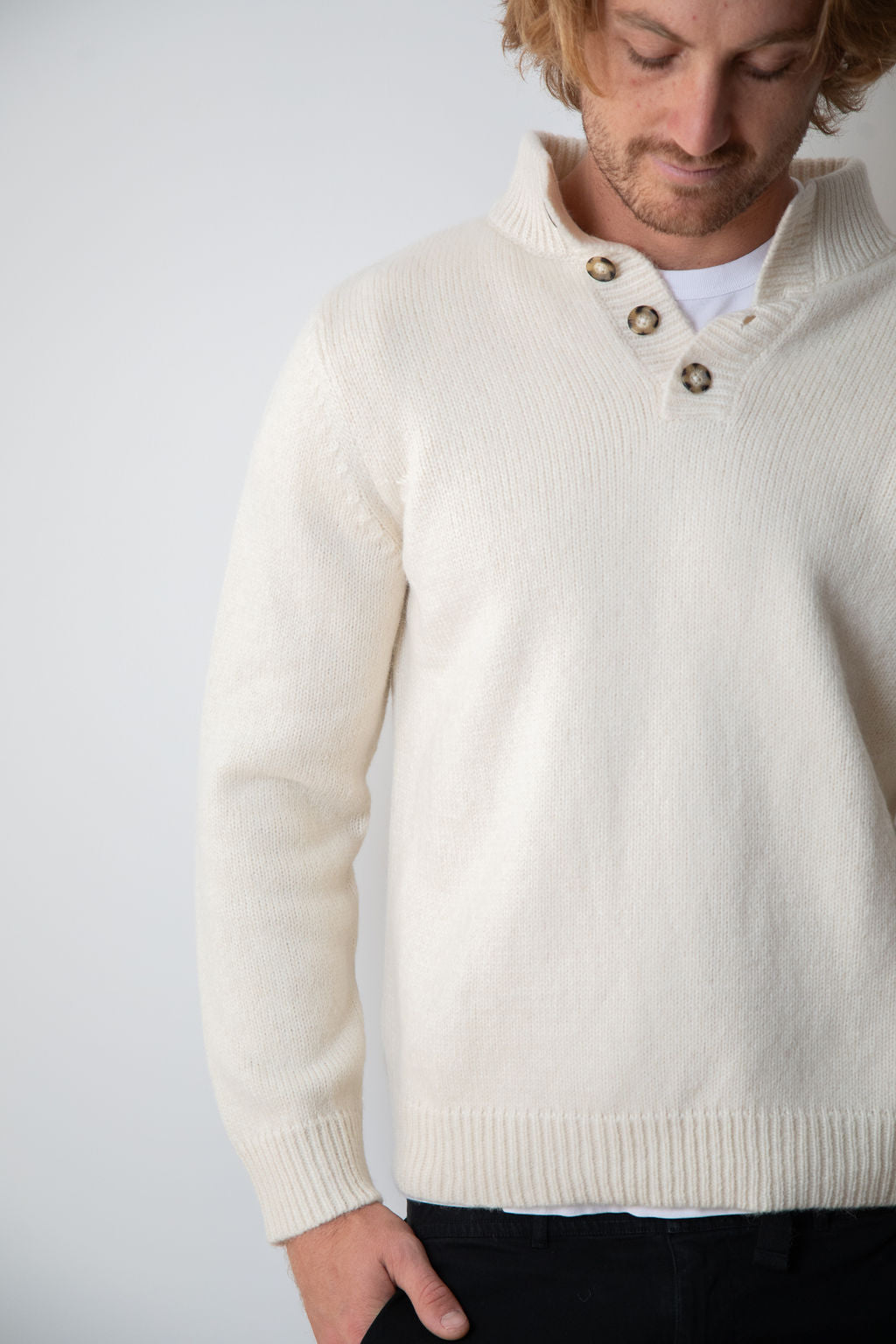 
                  
                    JAMES QUARTER BUTTON | Ivory Alpaca
                  
                