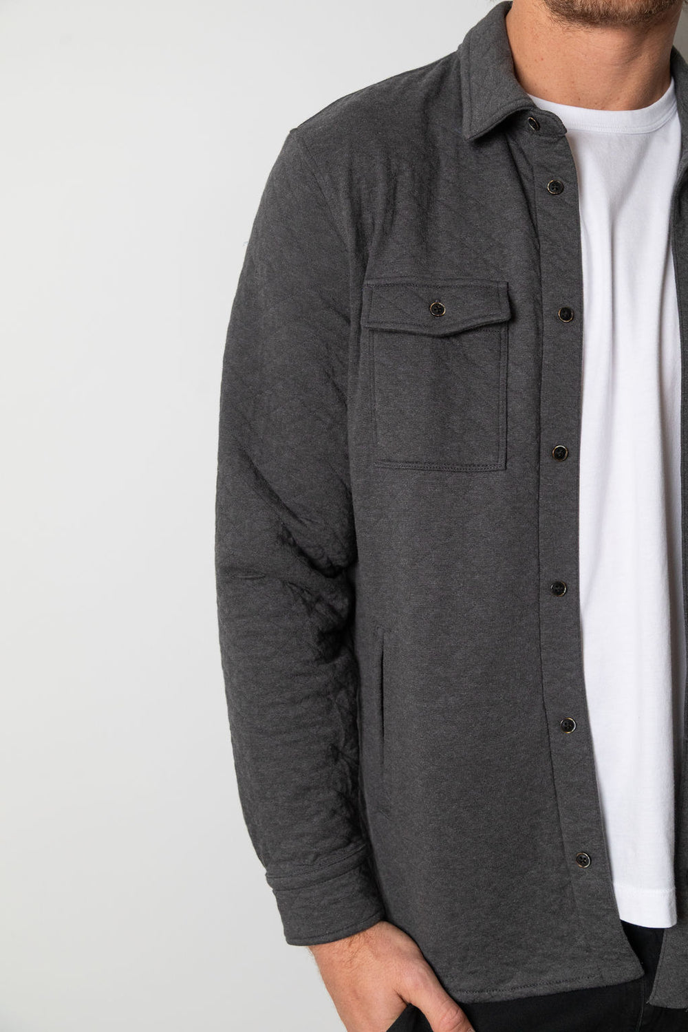 PAT QUILTED OVERSHIRT | Charcoal Heather