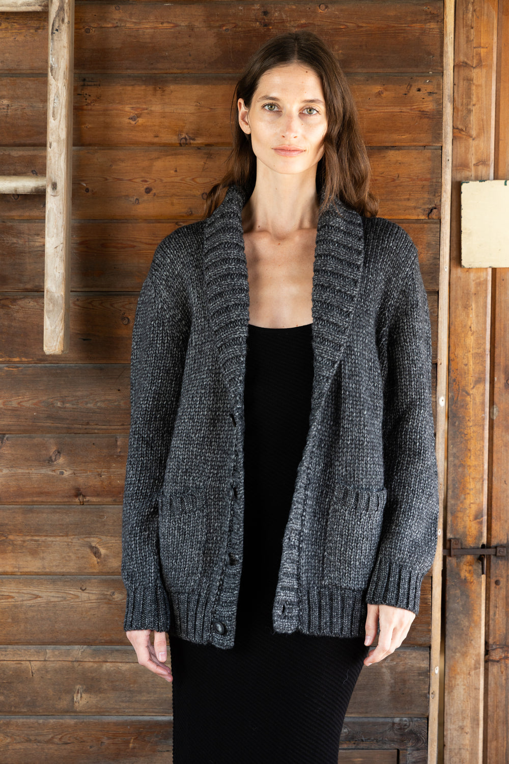 Ian Cardigan Ladies | Charcoal