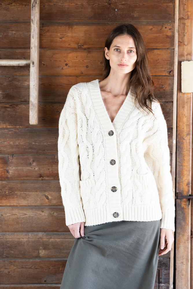 
                  
                    Liz Cable Knit Cardigan | Ivory
                  
                