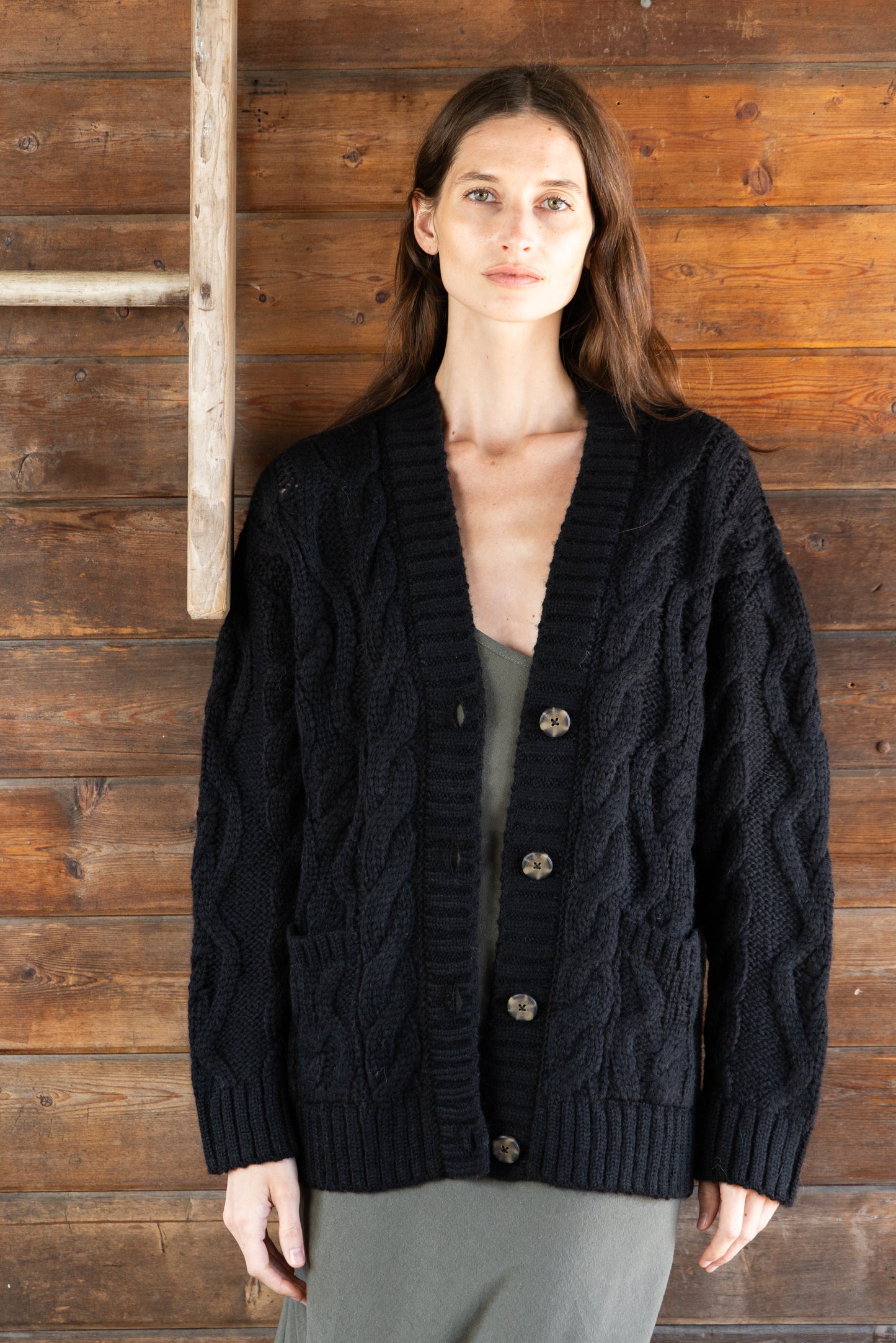 
                  
                    Liz Cable Knit Cardigan I Black
                  
                