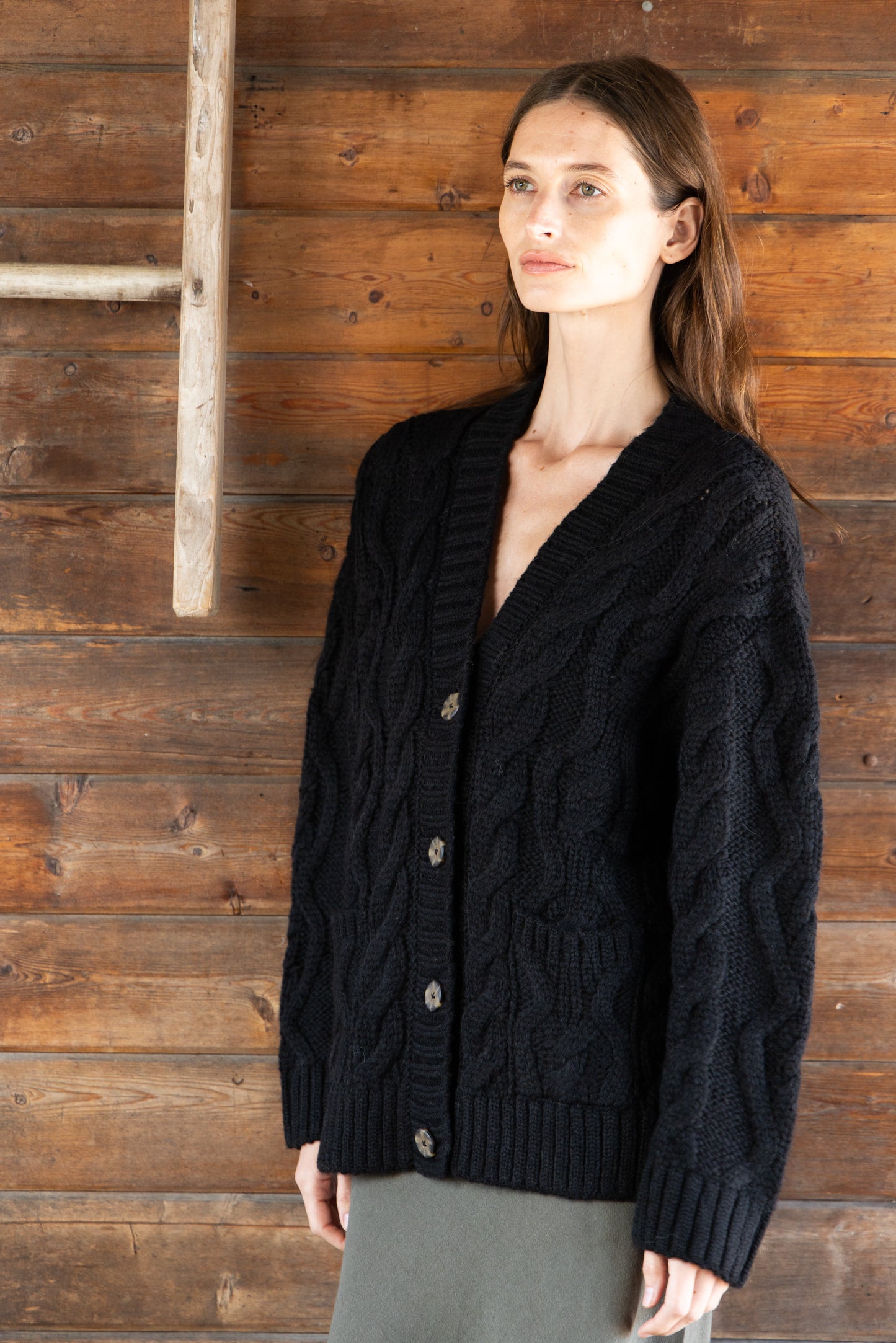 
                  
                    Liz Cable Knit Cardigan I Black
                  
                