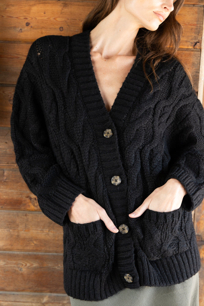 
                  
                    Liz Cable Knit Cardigan I Black
                  
                
