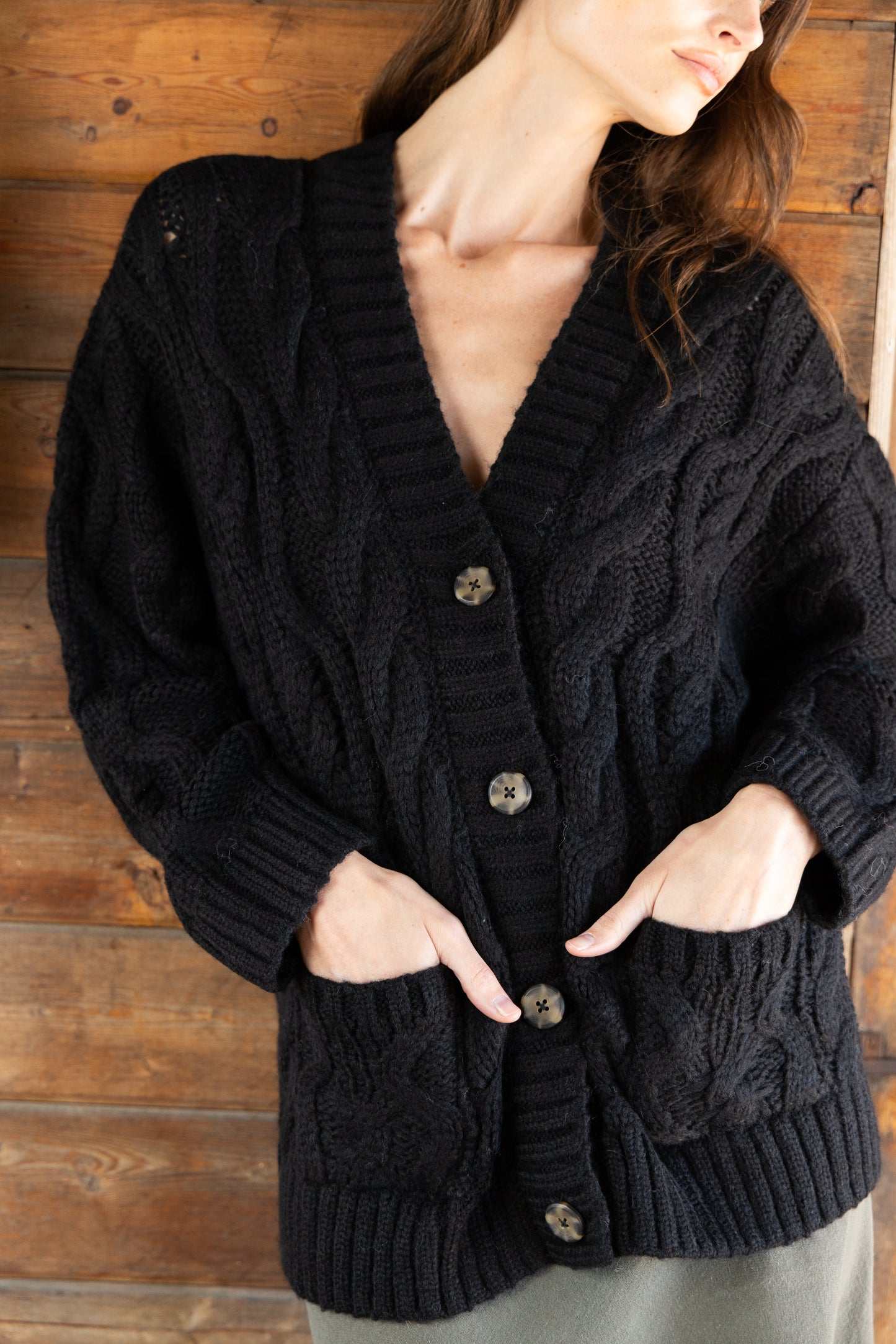 
                  
                    Liz Cable Knit Cardigan I Black
                  
                