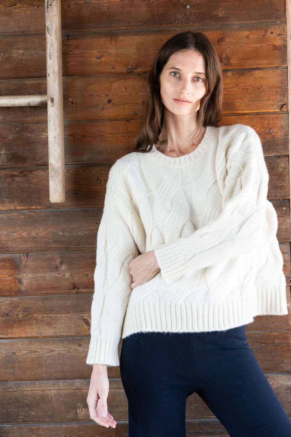 Luiza Cable Knit Sweater | Ivory