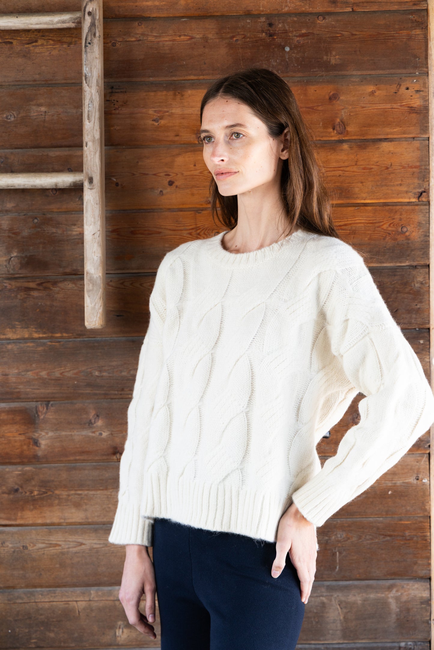 
                  
                    Luiza Cable Knit Sweater | Ivory
                  
                