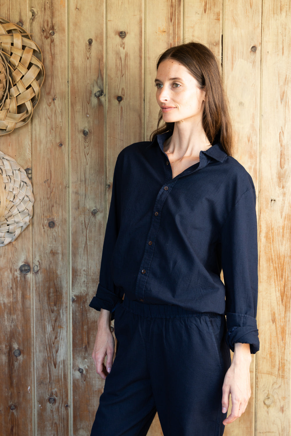 MORGAN BUTTON UP | Navy