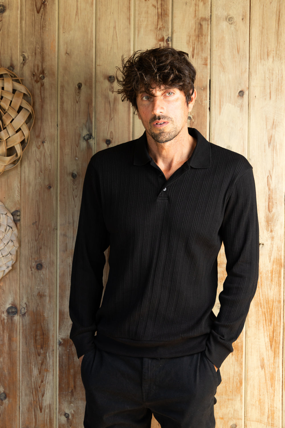 LEE LONG SLEEVE POLO | Black