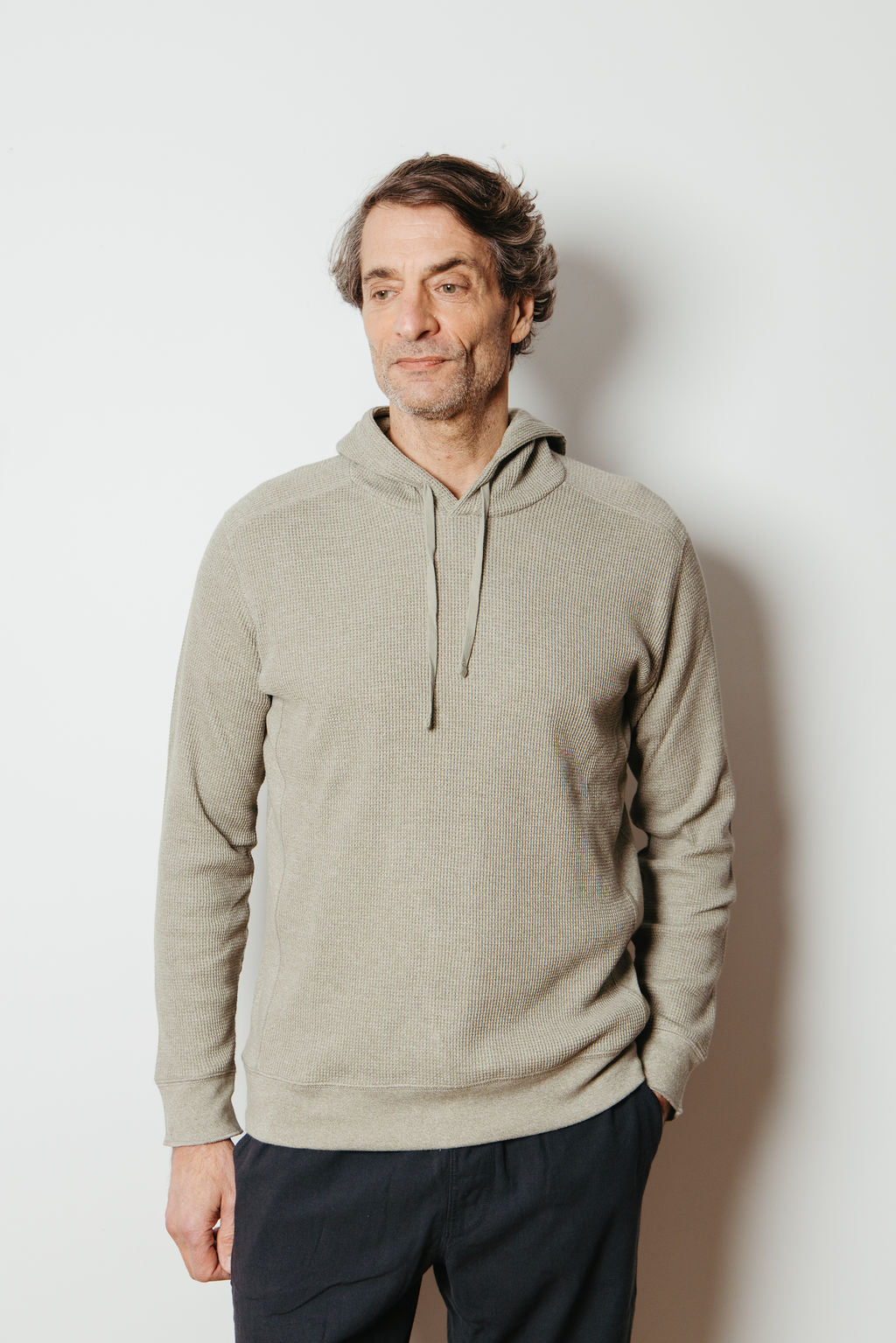 
                  
                    SANDRO WAFFLE HOODIE | Sage
                  
                