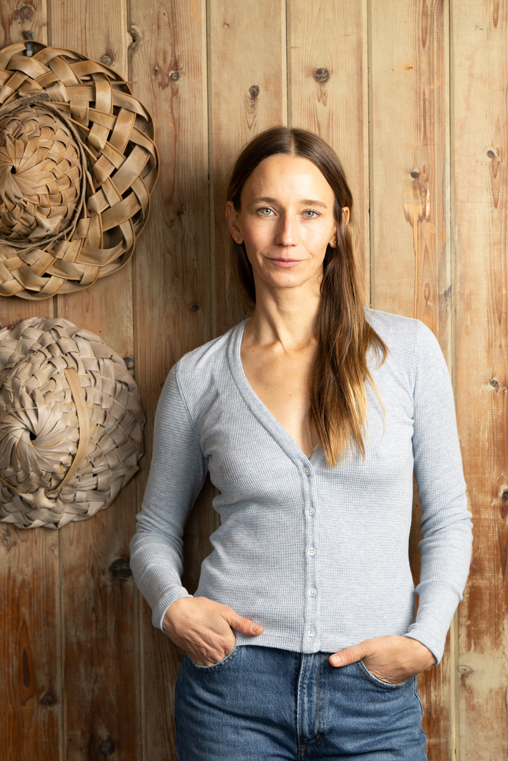 CATHY WAFFLE CARDIGAN I Sea