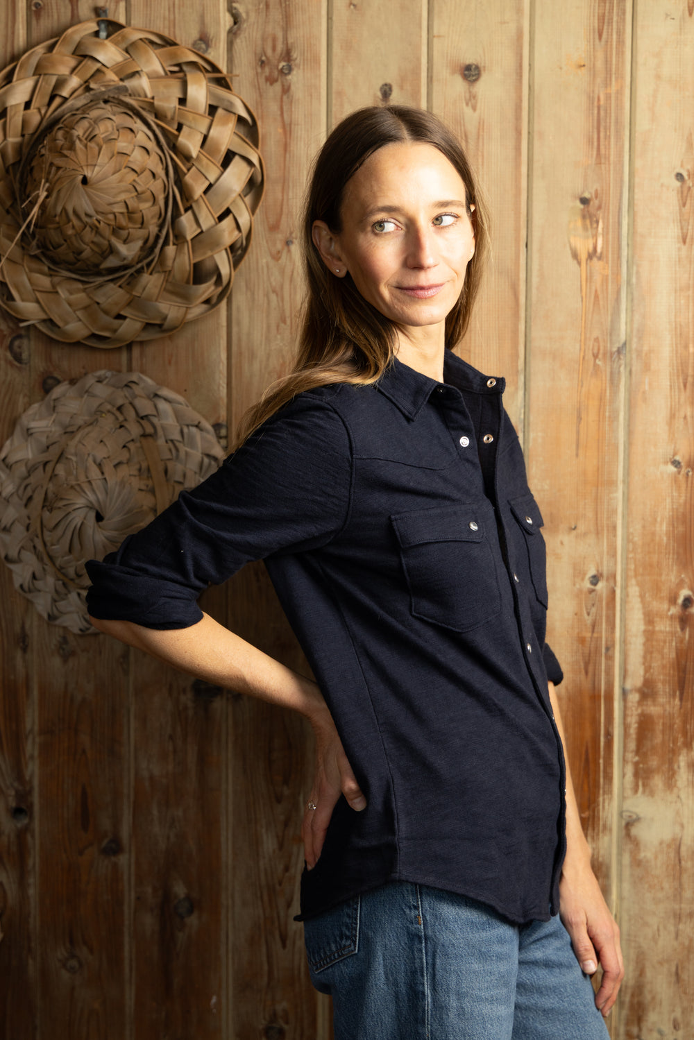 Gabby Western Shirt | Navy Flame
