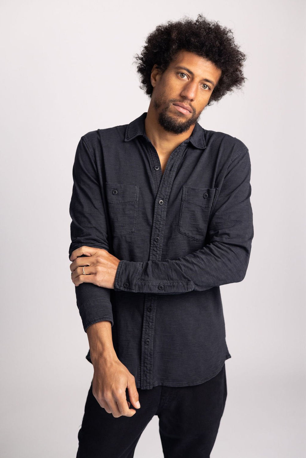 MIKE BUTTON UP | Washed Black